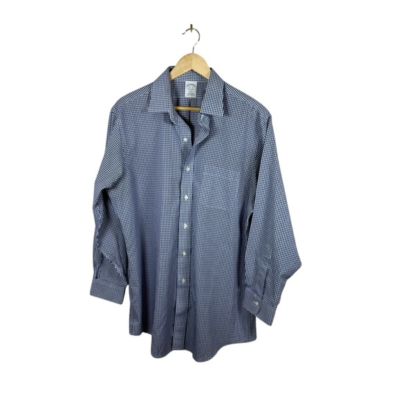 Brooks Brothers Men’s Regent Fit Gingham Button Down Shirt Blue/White Size 16.5 - Picture 3 of 8